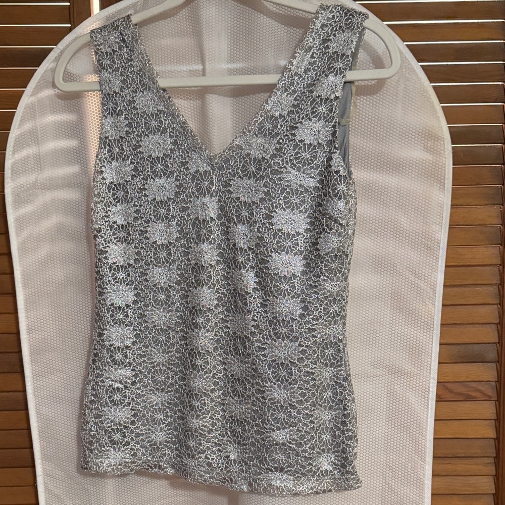 Banana Republic Silver Lace Tank Top